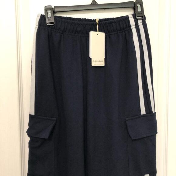 Commense Womens Side Panel Cargo Sweatpants Drawstring Long Pants Navy Large NWT - Picture 10 of 12